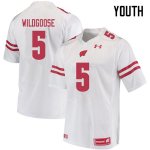 Youth Wisconsin Badgers NCAA #5 Rachad Wildgoose White Authentic Under Armour Stitched College Football Jersey ND31Z10AL